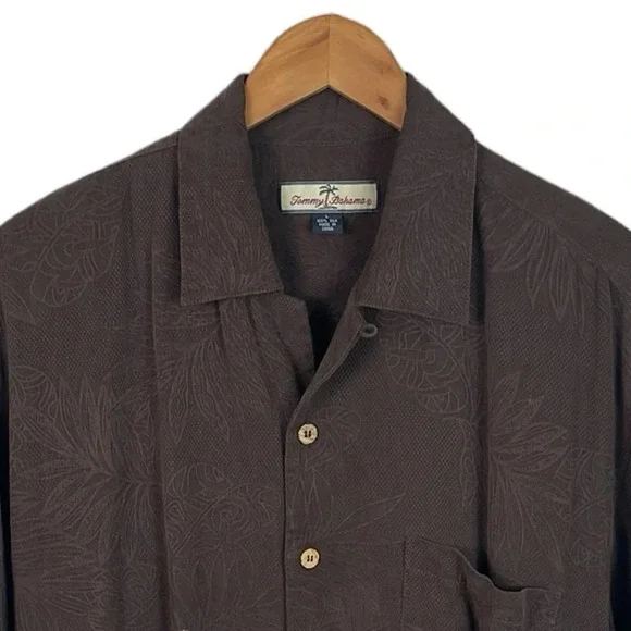 BF628 Men’s Tommy Bahama 100% SILK Casual Palm Tree Beach Button Down Shirt L - Picture 4 of 6